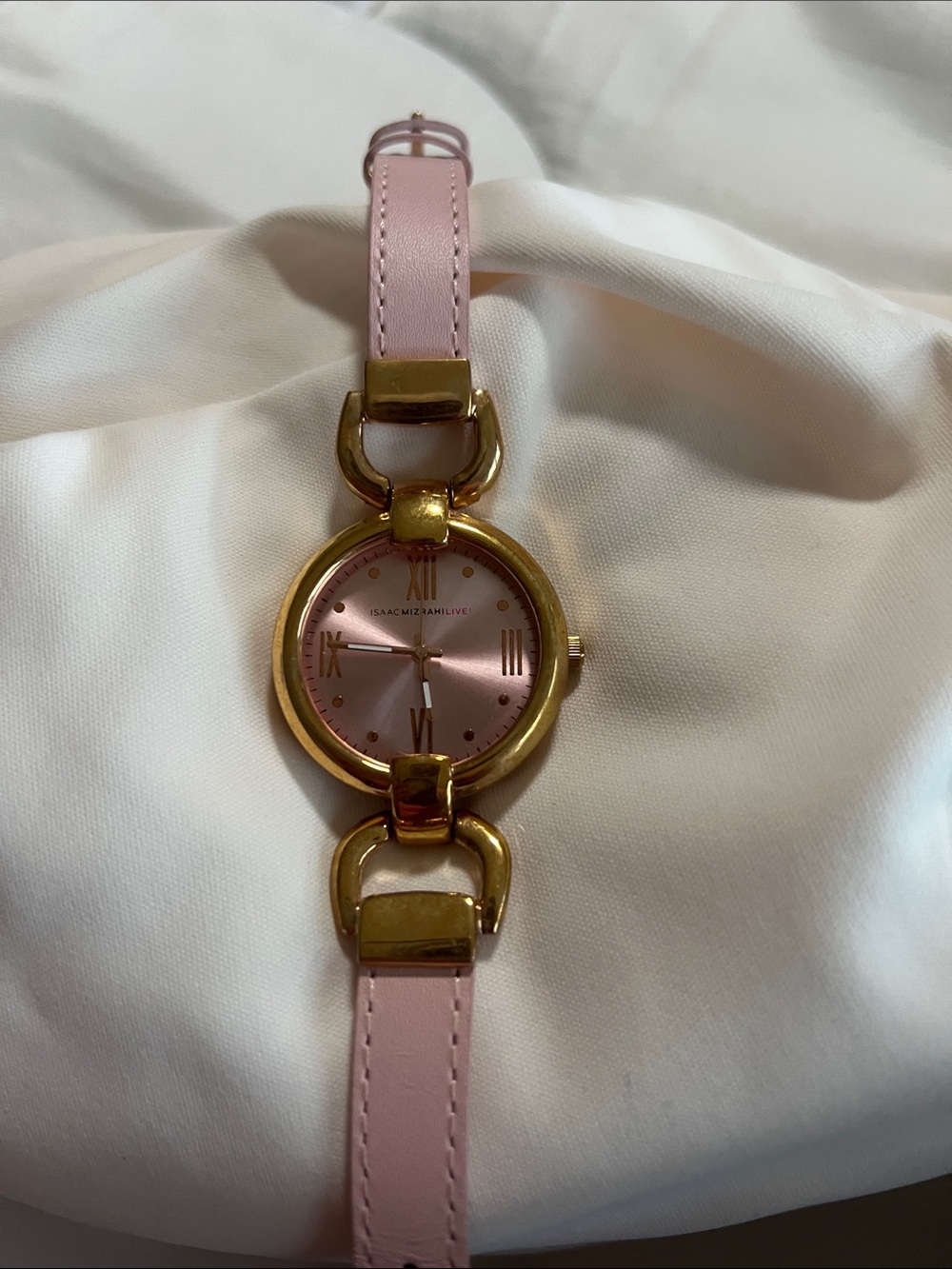 Isaac Mizrahi Gold-Tone Case Pink Dial and Strap Ladies Watch